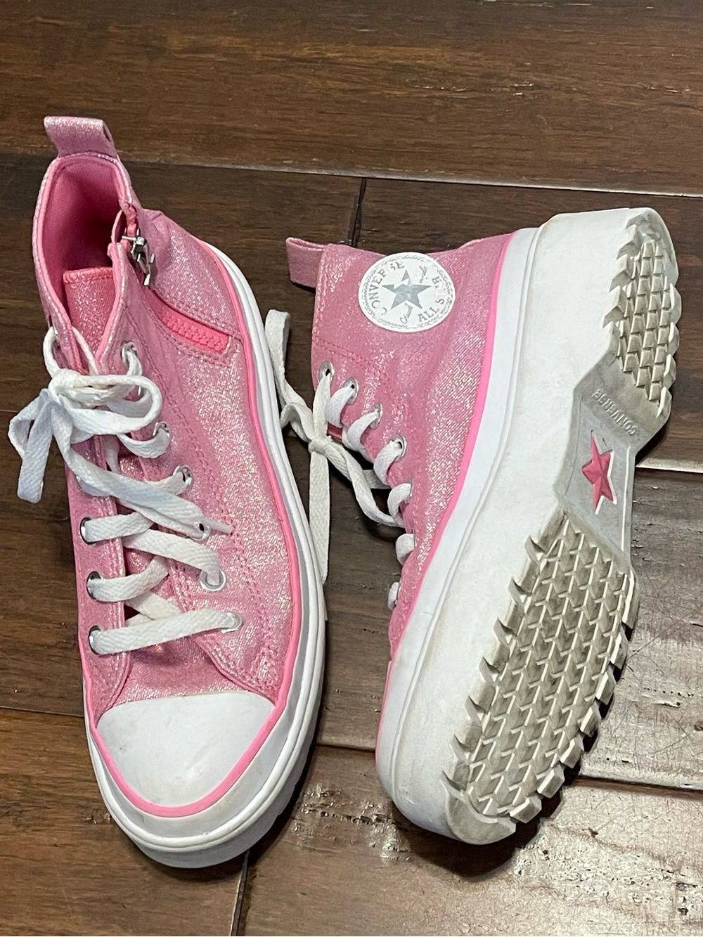 Converse Pink Glitter Platform High Tops